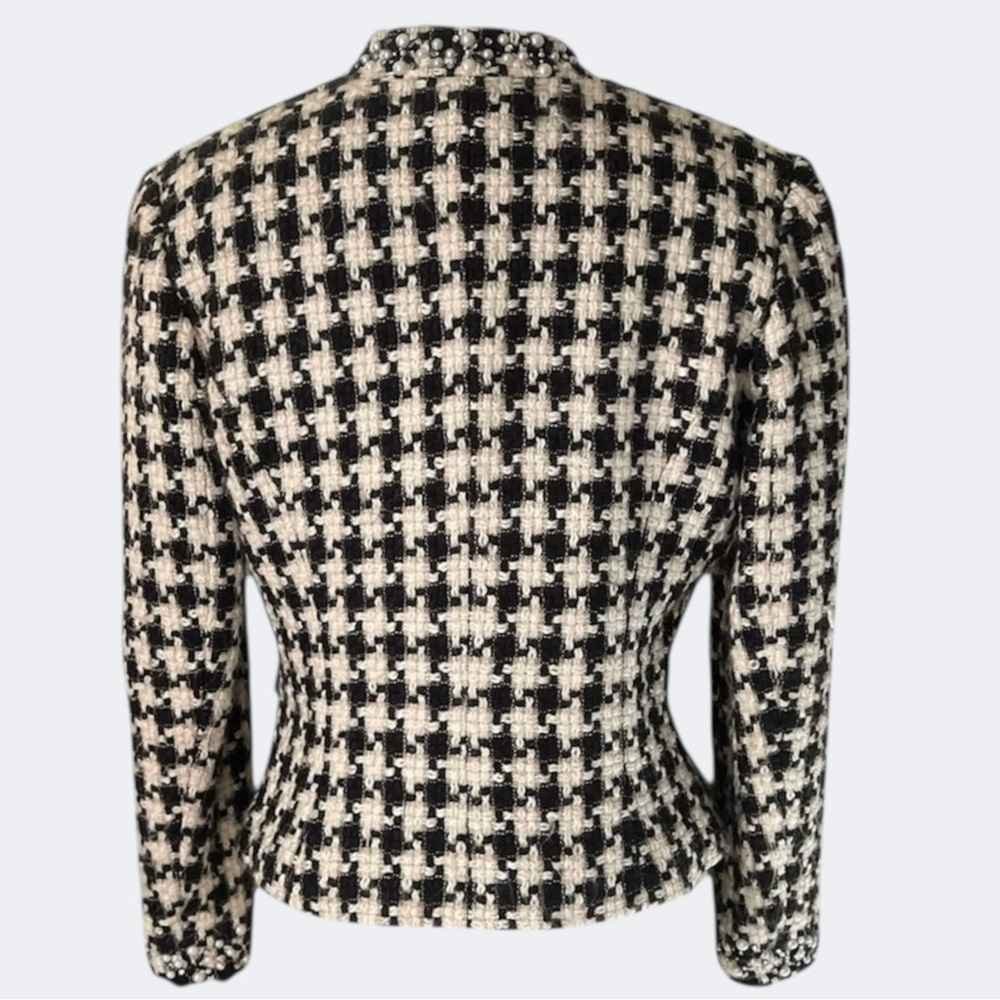 ECI Houndstooth Wool Blazer Pearl Embellished - Picture 11 of 13